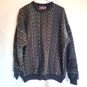 Tundra For Bachrach Crewneck Grandpa Sweater Canada Vintage 3D Textured Size M